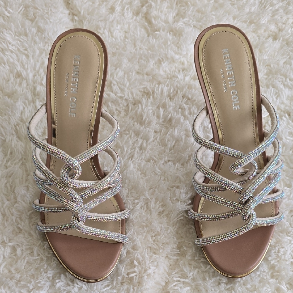 Kenneth Cole Women's Glittering Strappy Sandals - Silver and Tan